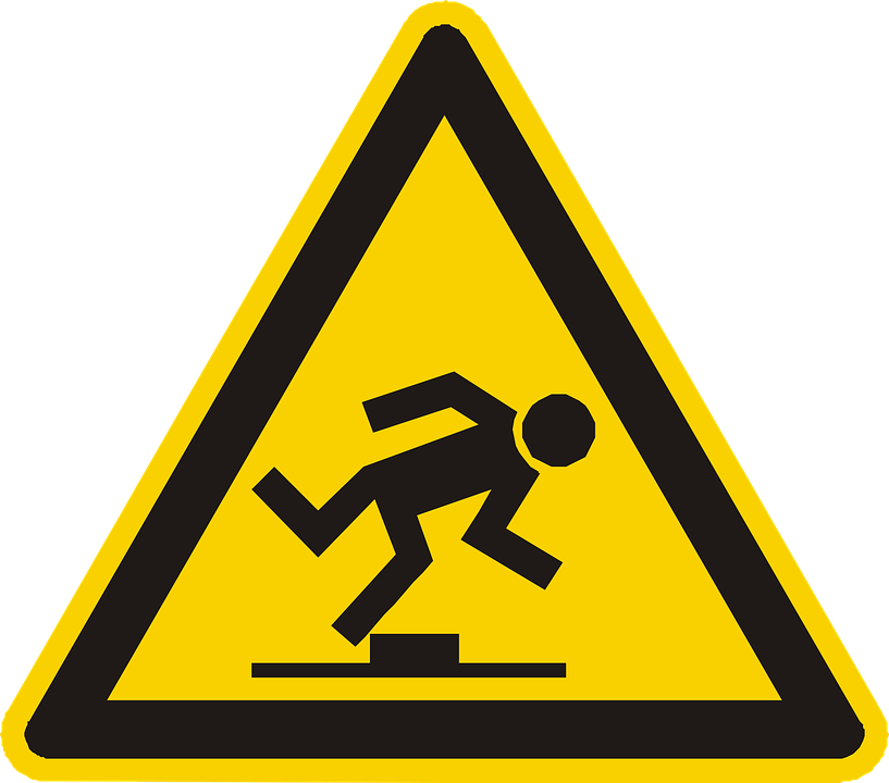 A picture of a trip hazard sign