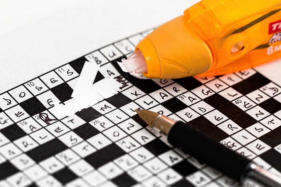 A picture of a crossword puzzle with a corrected word