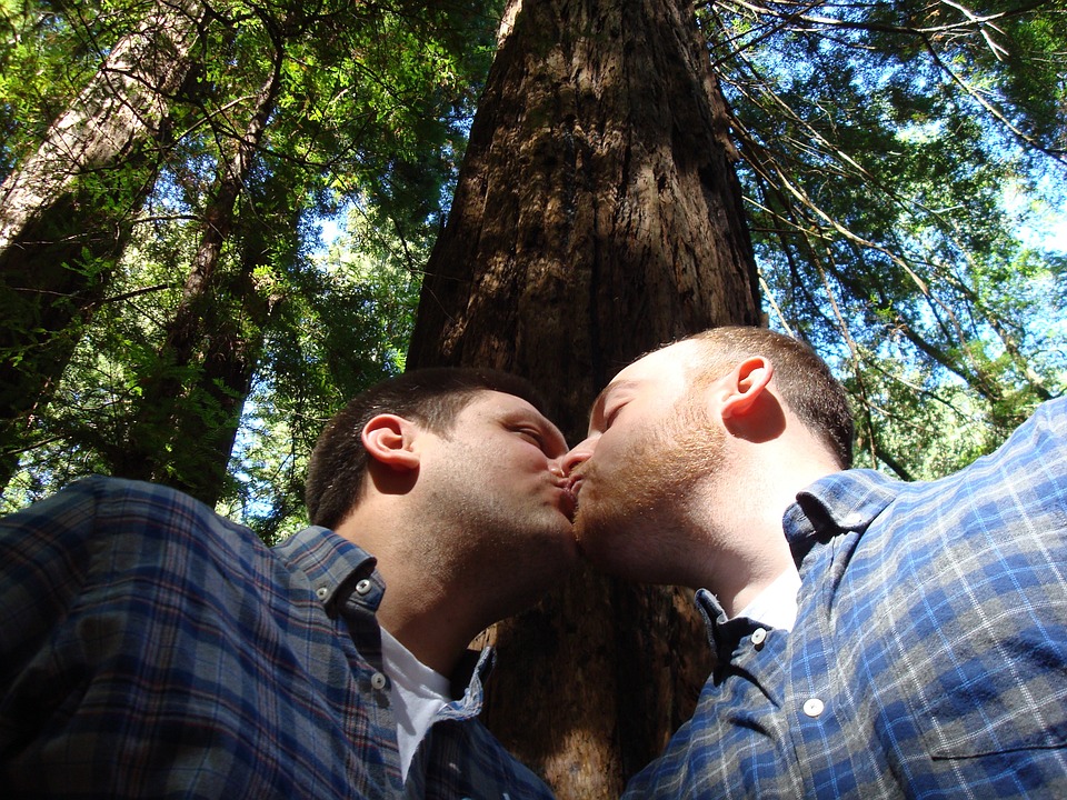 A picture of two men kissing